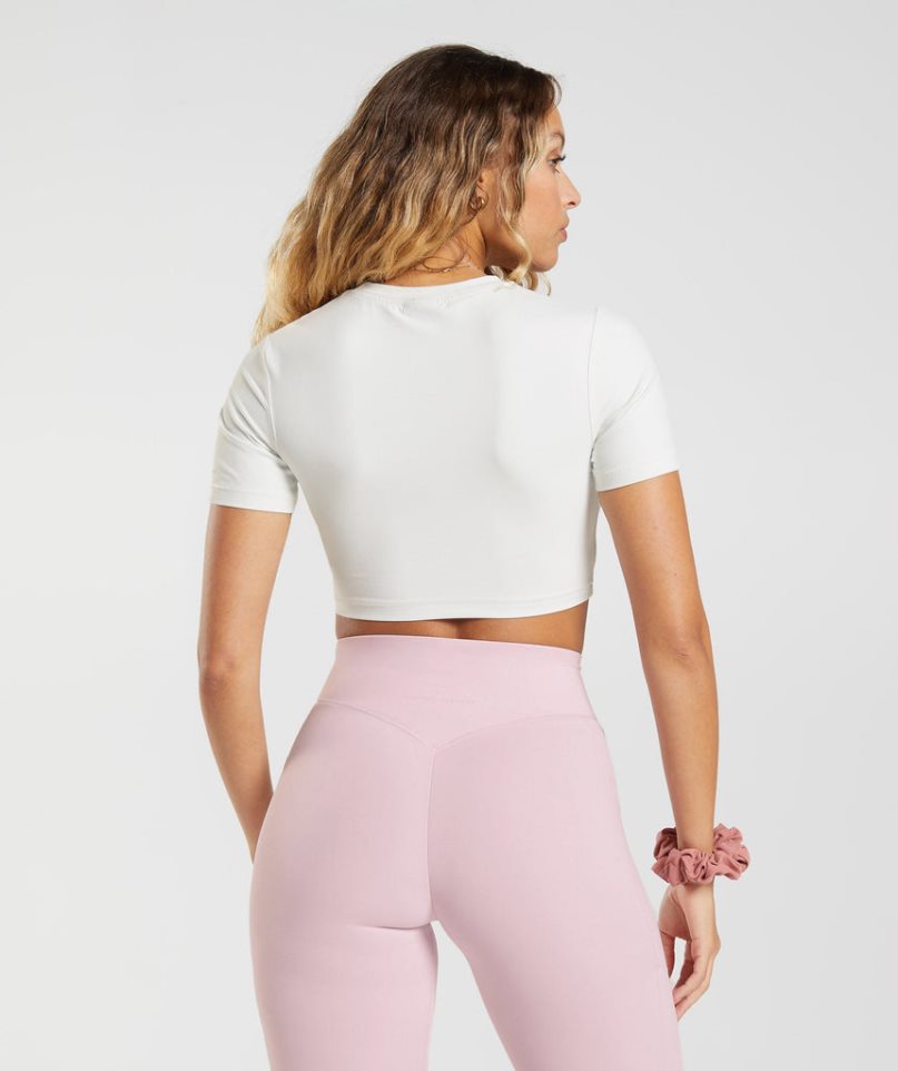 Women's Gymshark Whitney Short Sleeve Cropped Tops White | CA D06531